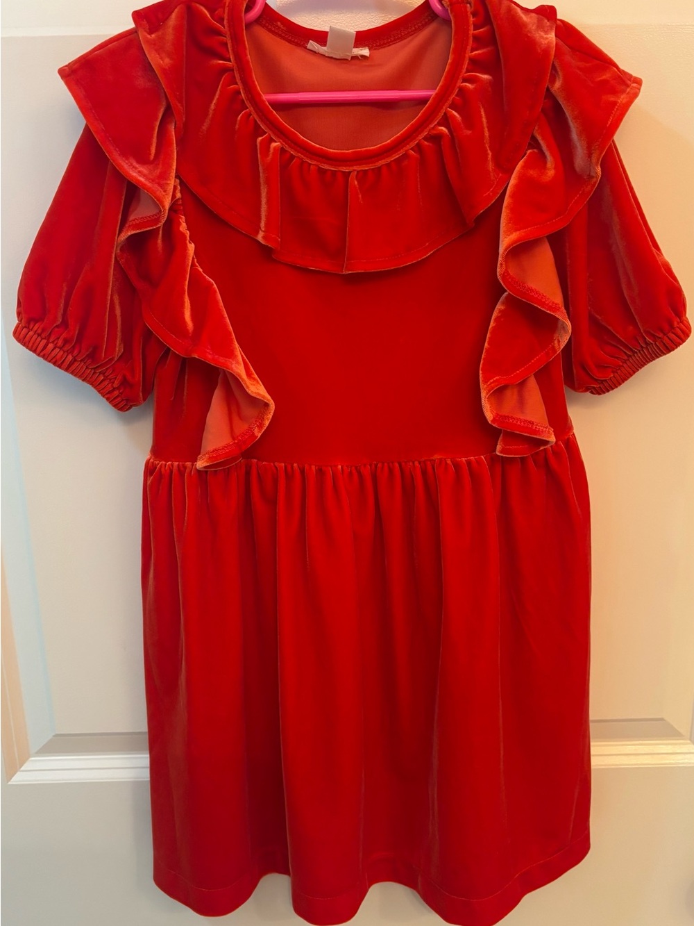 NWOT JCREW Kids Red Velvet Ruffle Dress